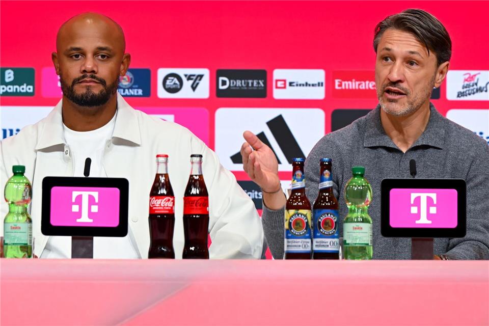 „Irre“ und „Wahnsinn“: Kane erfreut mit Rundum-sorglos-Paket Bayern-Coach Vincent Kompany (l) war zufrieden, BVB-Coach Niko Kovac nicht.Sven Hoppe/dpa
