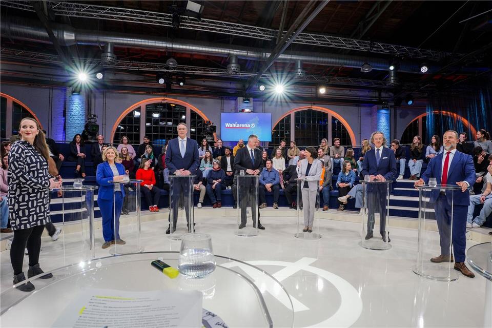 Bei der Diskussion wurden verschiedene Standpunkte der Spitzenkandidaten deutlichAndreas Arnold/dpa