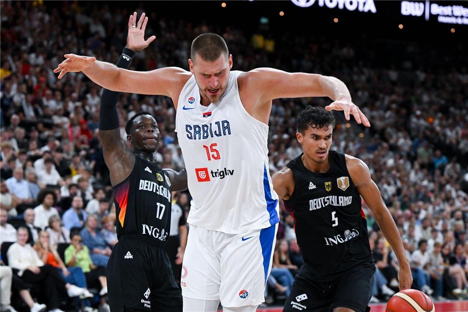 Bei der EM der größte deutsche Rivale: Serbien mit Nikola Jokic.Sven Hoppe/dpa