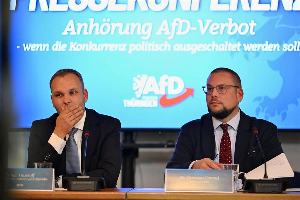 Bei der ersten Anhörung zu einem möglichen AfD-Verbotsverfahren in einem Landesparlament kamen Gegner und Befürworter zu Wort. Martin Schutt/dpa