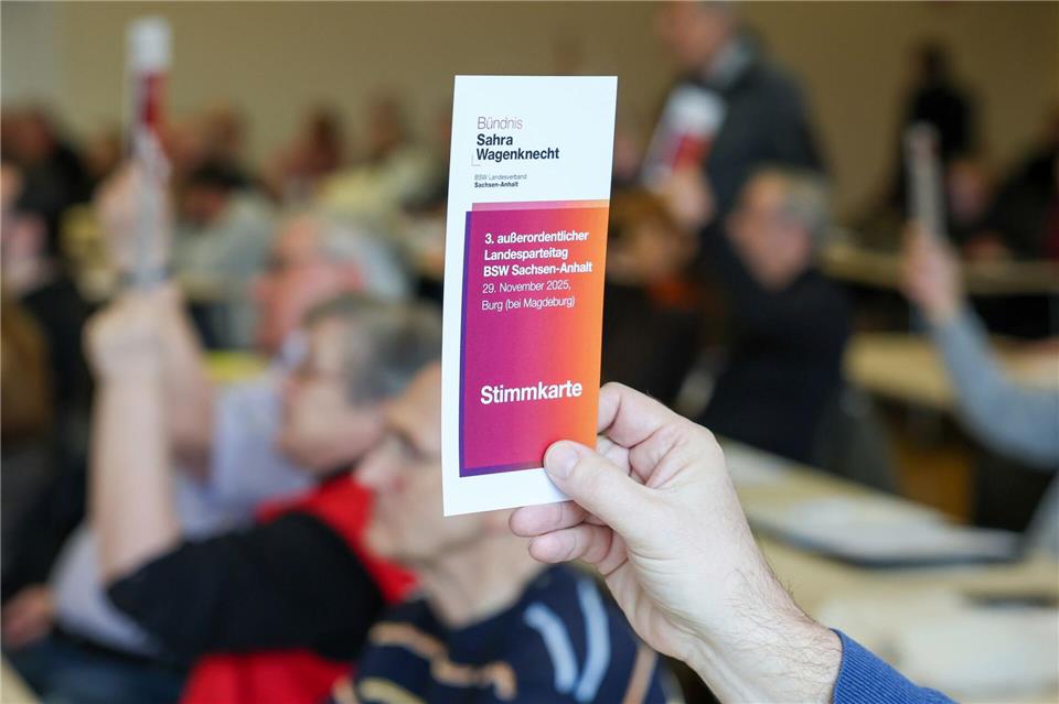 Bei einem Sonderparteitag des BSW in Sachsen-Anhalt sollen fünf von acht Vorstandsmitgliedern abgewählt werden. Peter Gercke/dpa