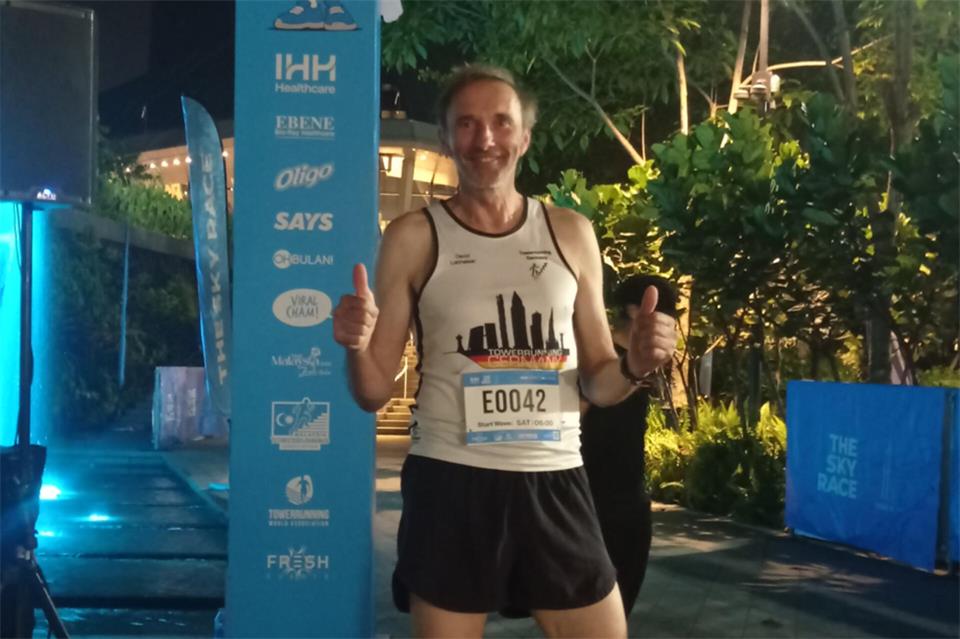 Beim Towerrun in Kuala Lumpur wurde David Leitheiser in seiner Altersklasse Achter.