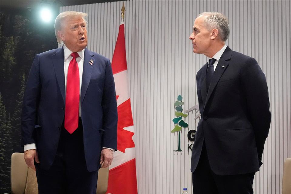 Beim Treffen Trumps mit Carney kommt es zur Provokation der Bündnispartner.Mark Schiefelbein/AP/dpa