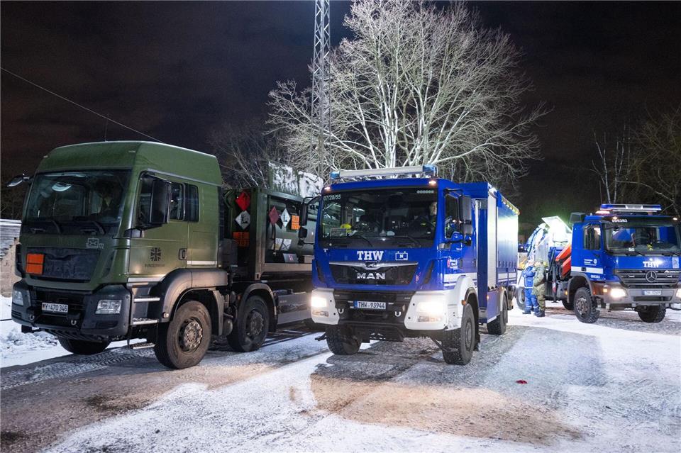 Beim großflächigen Stromausfall in Berlin sind THW und Bundeswehr im Einsatz.Christophe Gateau/dpa