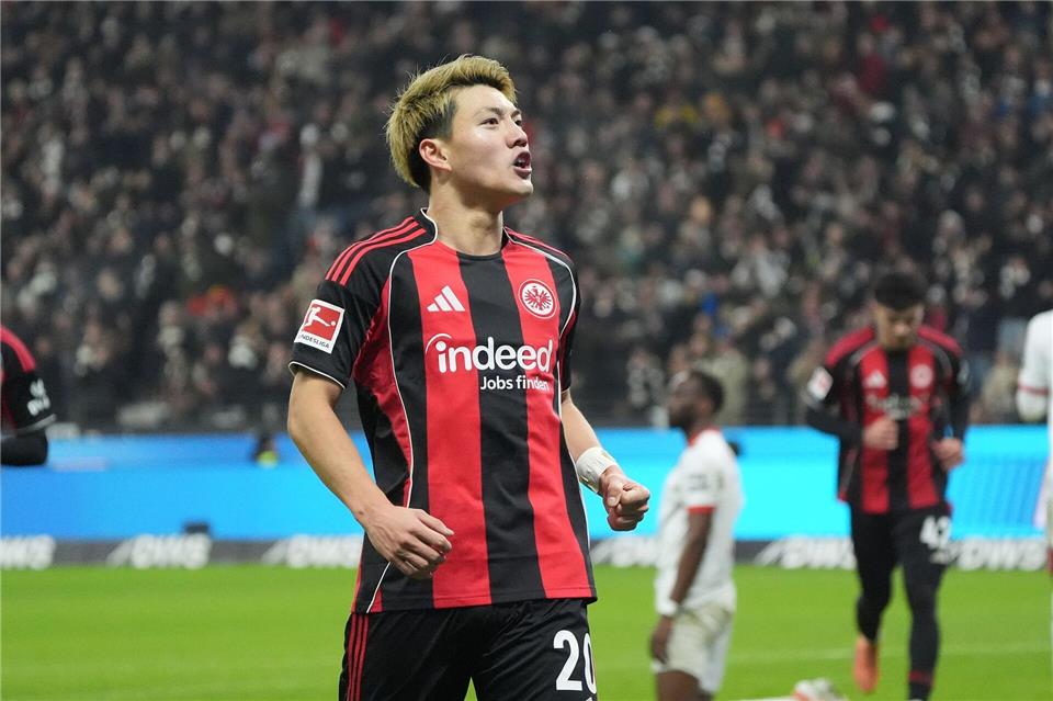 Bejubelt das 1:0 der Eintracht: Ritsu Doan.Marc Schüler/dpa