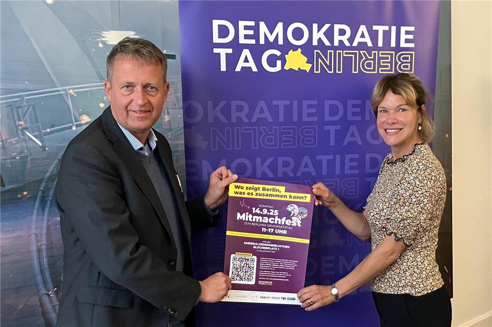 Berlin feiert ein Mitmachfest rund ums Thema Demokratie. Andreas Heimann/dpa