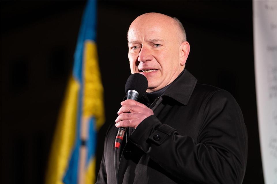 Berlins Regierender Bürgermeister Kai Wegner (CDU) sicherte der Ukraine weiterhin Solidarität zu. Markus Lenhardt/dpa