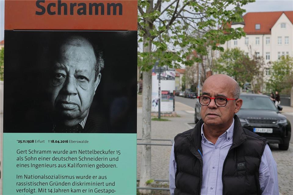 Bernd Schramm, Sohn des Buchenwald-Überlebenden Gert Schramm, reiste für die Einweihung Gedenkstele für seinen Vater aus Brandenburg an.Bodo Schackow/dpa