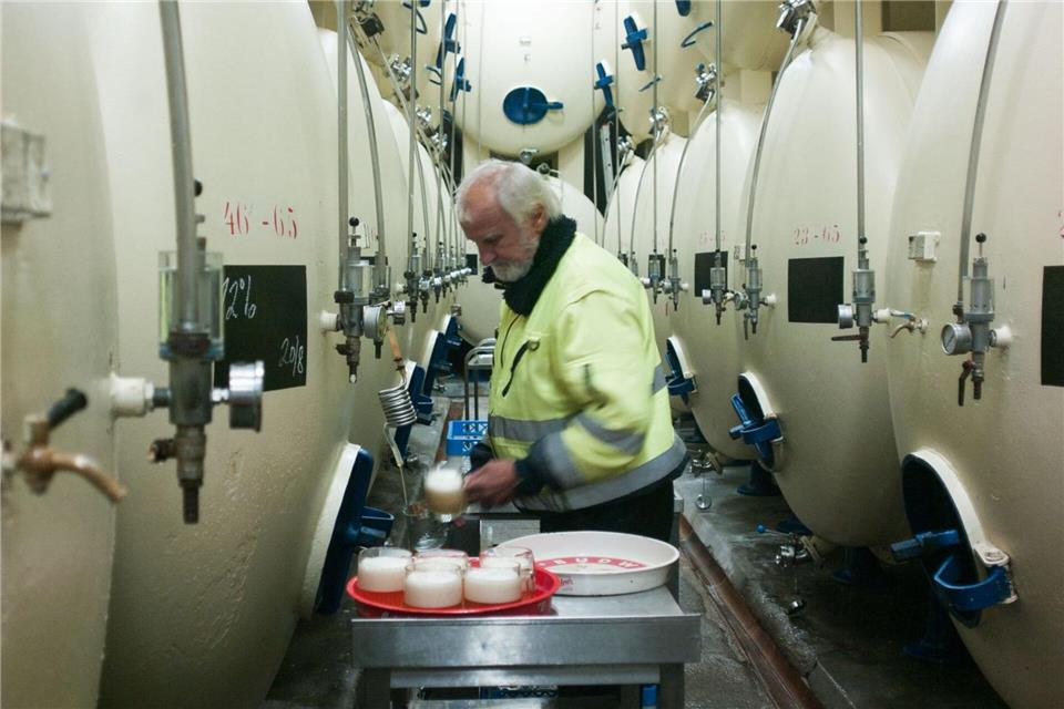 Bier frisch aus dem Lagertank: Das gibt es für Besucher auf Führungen durch die tschechische Staatsbrauerei Budějovický Budvar.Michael Heitmann/dpa-tmn