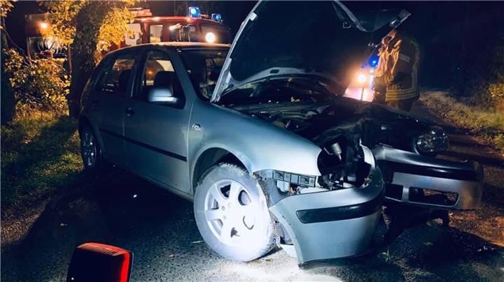 Wagen prallt vor Baum - Baumkrone stürzt herab 