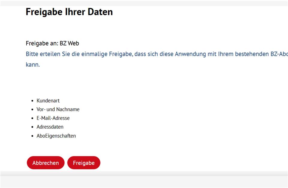 Anmeldung auf der BZ-Website wieder möglich 