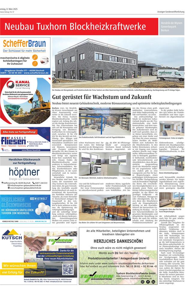 Tuxhorn ist gut gerüstet für Wachstum und Zukunft Tuxhorn ist gut gerüstet für Wachstum und Zukunft