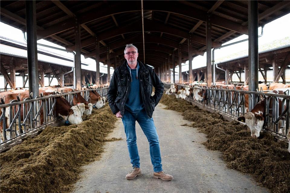 Bio-Bauer Markus Küfner fürchtet um die Zukunft seines Hofes, sollte die EU-Ökoverordnung in Sachen Weidehaltung keinen Kompromiss erlauben.Daniel Vogl/dpa