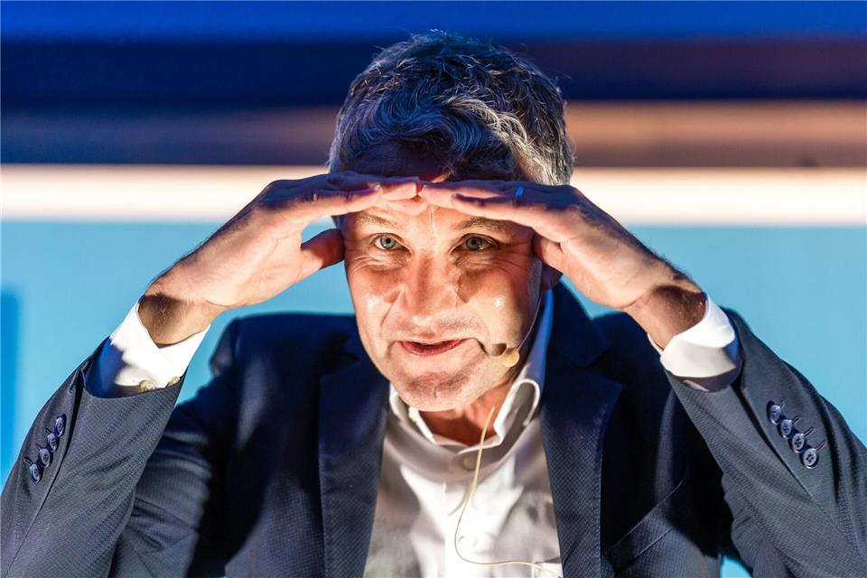 Björn Höcke kam als Redner zum Wahlkampfabschluss der Brandenburger AfD nach Cottbus.Frank Hammerschmidt/dpa