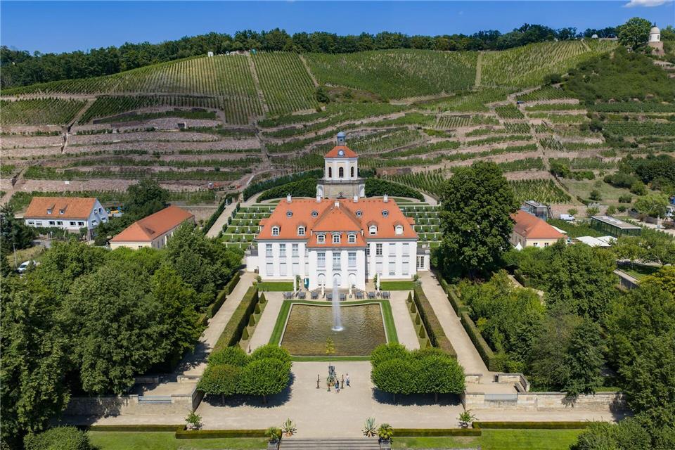 Blick auf das Staatsweingut Schloss Wackerbarth. Robert Michael/dpa