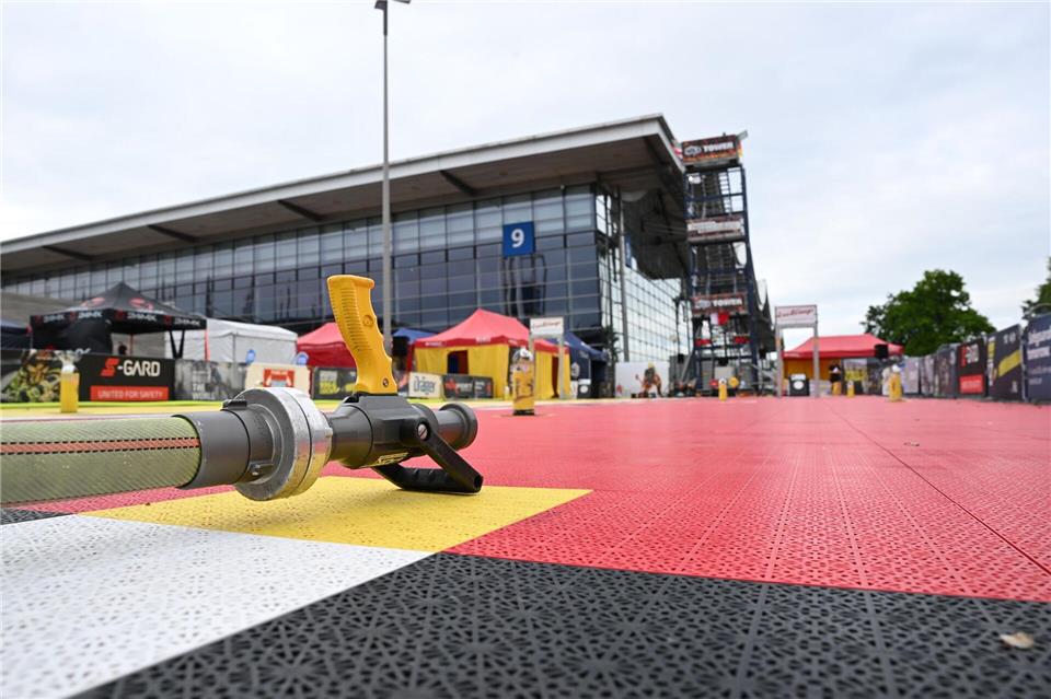 Blick auf die Wettkampf-Strecke auf der Rettungsmesse Interschutz.Julian Stratenschulte/dpa