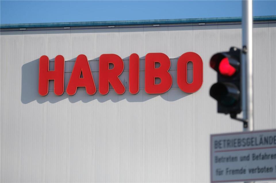 Blick auf ein Haribo-Werk. Das Bonner Stammwerk wird bestreikt.Sebastian Willnow/dpa-Zentralbild/dpa