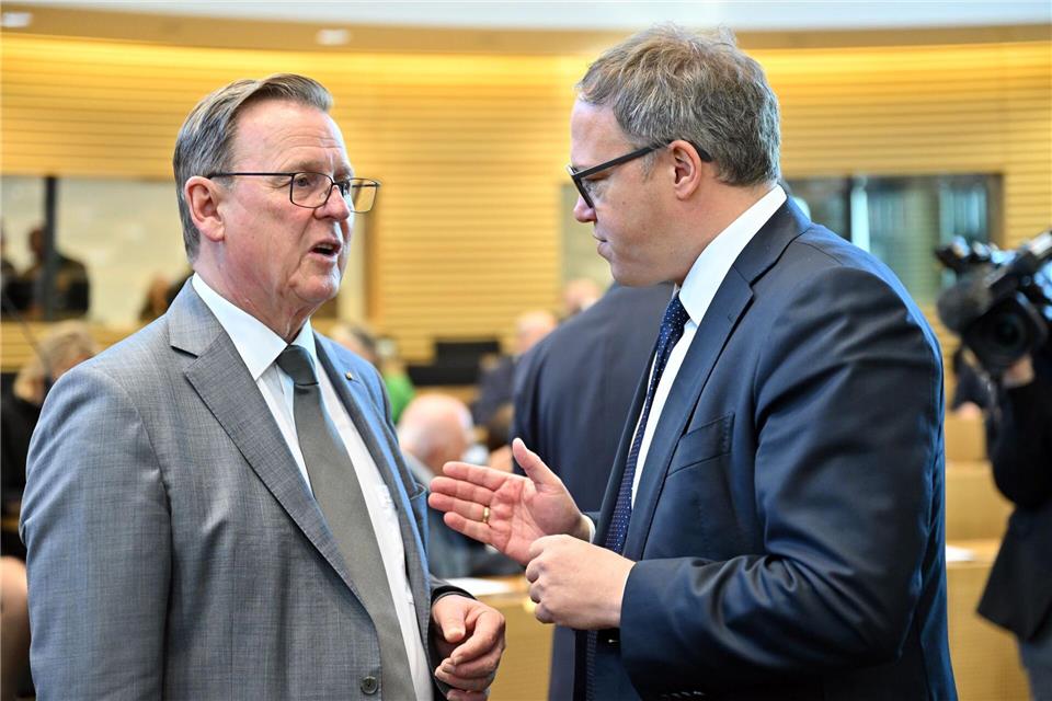 Bodo Ramelow (Linke) ist noch geschäftsführender Ministerpräsident in Thüringen. Mario Voigt (CDU) will ihn ablösen und eine Koalition mit BSW und SPD schmieden. Martin Schutt/dpa