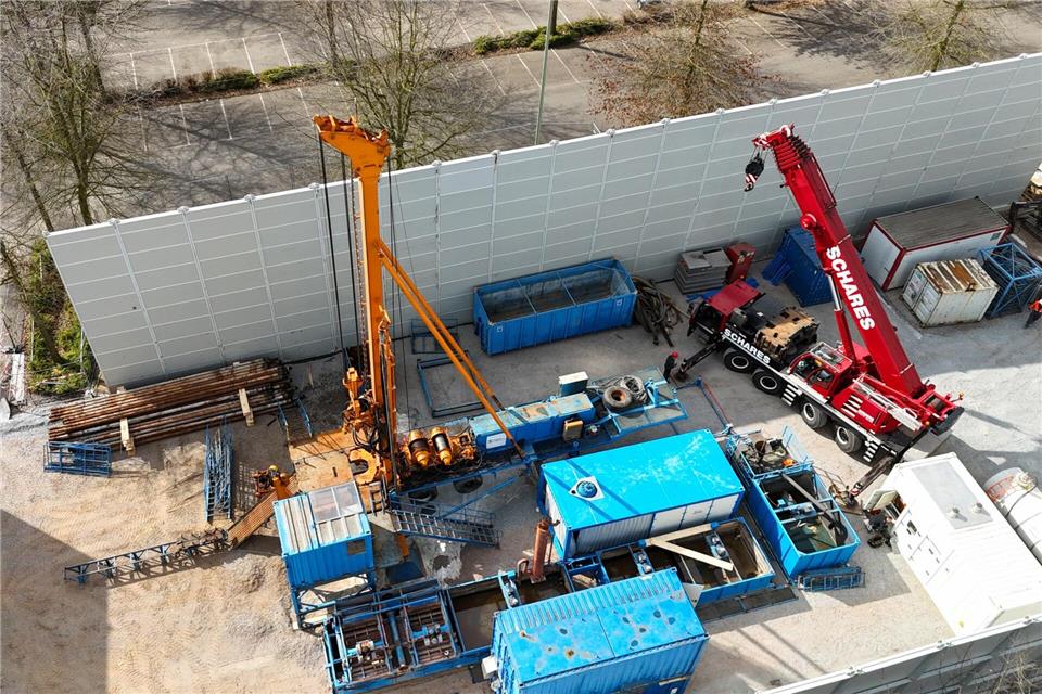 Bohren nach Erdwärme - hier die abgeschlossene Forschungsbohrung in Krefeld.-/Geologischer Dienst NRW/dpa