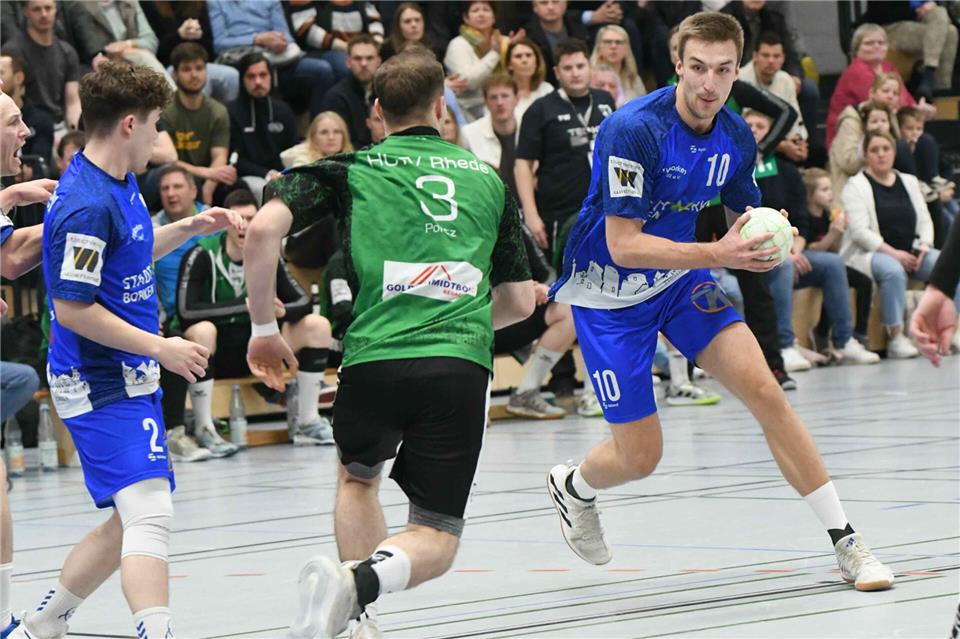 Borkens 95-facher Saisontorschütze Marcel Beckmann (rechts) will am Samstag die 100-Marke knacken.