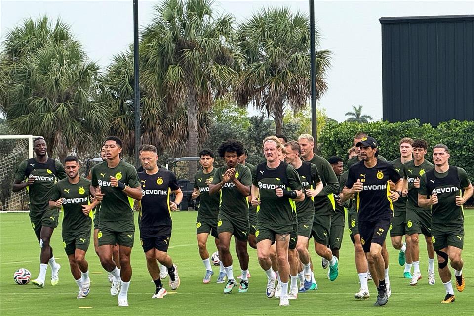 Borussia Dortmund absolvierte am Sonntag eine Trainingseinheit vor knapp 200 FansCarsten Lappe/dpa