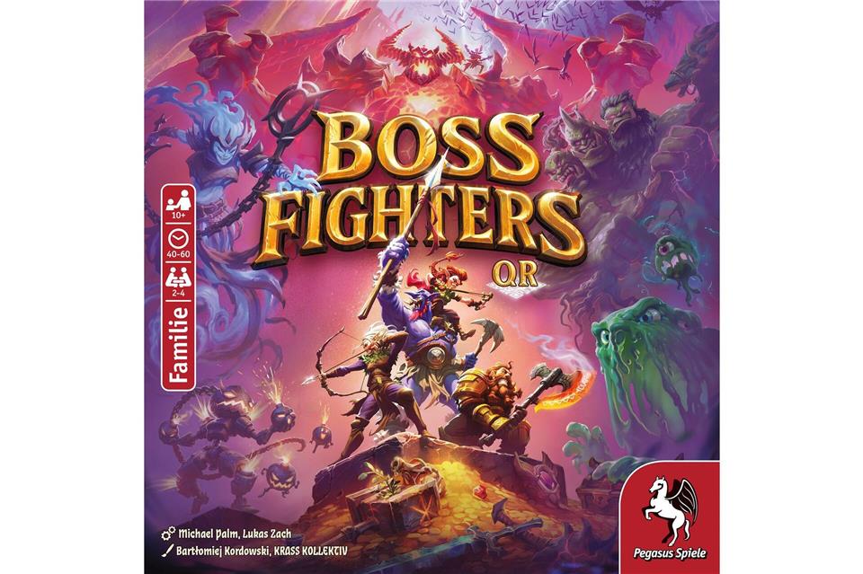 „Boss Fighters QR“: Bis zu 4 Spielende ab 10 Jahren jagen verschiedene Monster. Eine Runde dauert zwischen 40 und 60 Minuten. Eine App steht zwar im Mittelpunkt, das analoge Spiel kommt aber nicht zu kurz.Pegasus Spiele/dpa-tmn