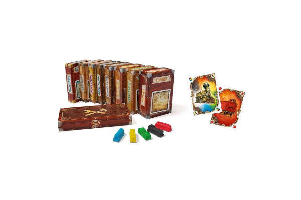 Boxen mit zusätzlichem Material und Herausforderungen sorgen in „Zug um Zug Legacy - Legenden des Westens“ dafür, dass sich die Geschichte fortentwickelt.Asmodee/dpa-tmn