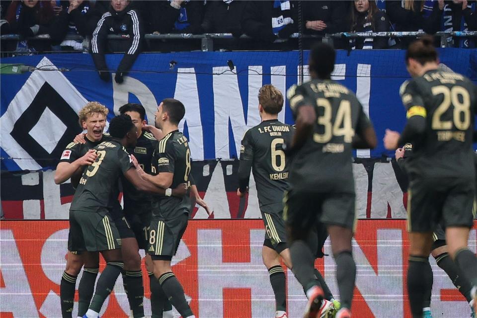 Brachte Union Berlin in Führung: Leopold Querfeld (l) Christian Charisius/dpa