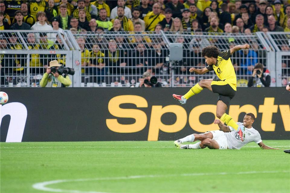 Brachte den BVB mit einem fulminanten Schuss in Führung: Karim Adeyemi.Bernd Thissen/dpa