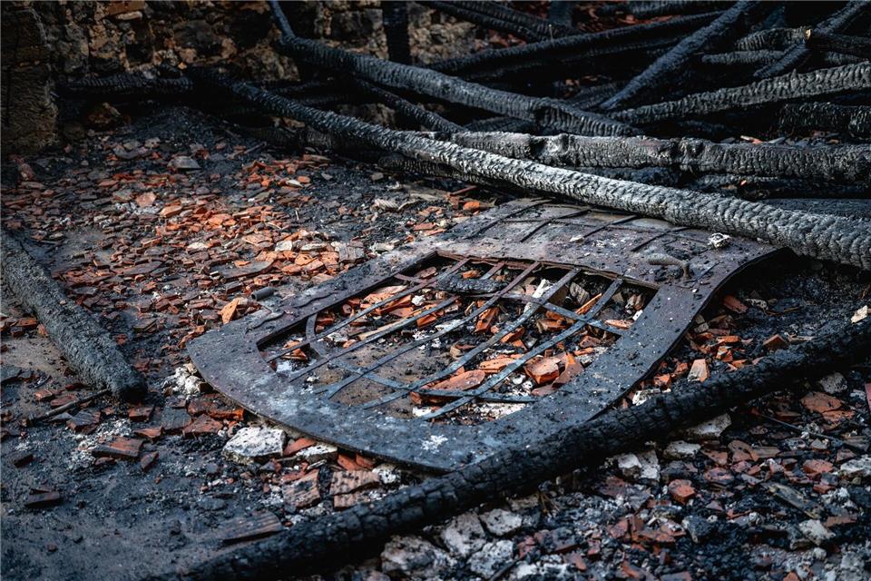 Brandspuren in der Runneburg, die bei dem nächtlichen Brand nur knapp einer umfassenden Katastrophe entgangen ist.Jacob Schröter/dpa