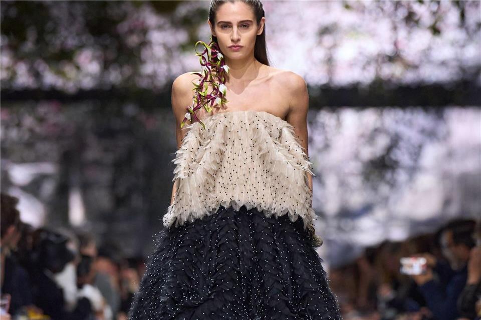 Bringen Bewegung in den Look: Federn, wie in diesem Beispiel aus der Dior FS26 Haute Couture-Kollektion.Dior/dpa-tmn