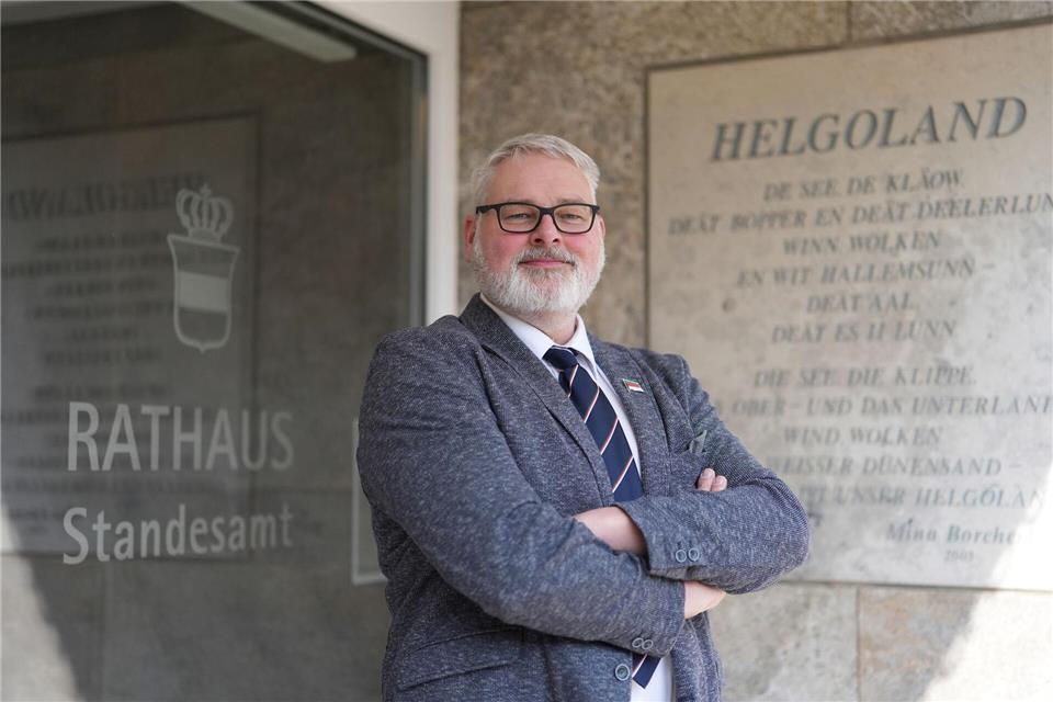 Bürgermeister Pollmann sieht in einer Landaufspülung eine große Entwicklungschance für Helgoland. (Archivbild) Marcus Brandt/dpa