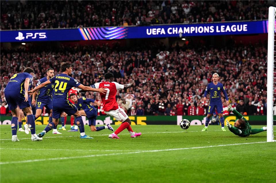 Bukayo Saka (7) traf zur 1:0-Führung von Arsenal.John Walton/PA Wire/dpa
