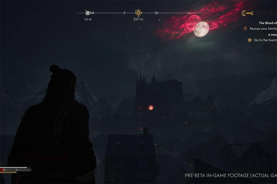 Burg Greifberg bei Vollmond: Dorthin hat der gnadenlose Vampir Knyaz Brencis Coens Familie verschleppt.Bandai Namco/dpa-tmn