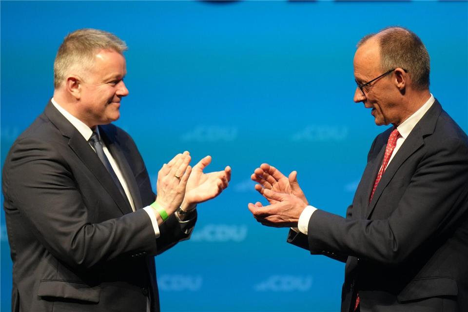 CDU-Chef und Bundeskanzler Friedrich Merz unterstützt Schnieder im Wahlkampf. (Archivfoto)Thomas Frey/dpa