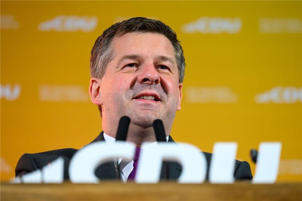CDU-Spitzenkandidat Sven Schulze hat sich wiederholt und deutlich gegen AfD und Linke positioniert.Hendrik Schmidt/dpa