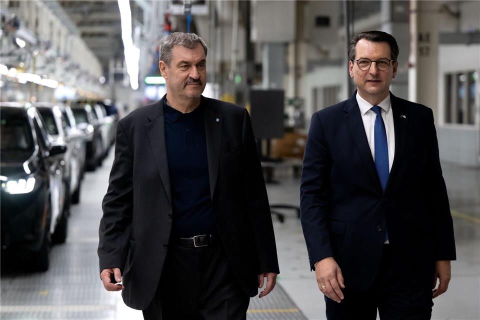 CSU-Chef Söder und der designierte BMW-Vorstandsvorsitzende Milan Nedeljković besuchen das BMW-Werk in Spartanburg in South Carolina.  Sven Hoppe/dpa
