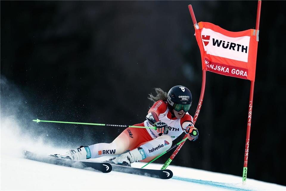 Camille Rast gewinnt in Kranjska Gora.Gabriele Facciotti/AP/dpa