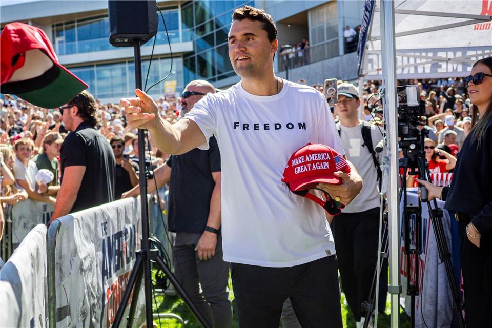 Charlie Kirk war am Mittwoch bei einer Veranstaltung erschossen worden, bei der er mit Studenten politische und gesellschaftliche Themen debattieren wollte.Tess Crowley/The Deseret News/AP/dpa