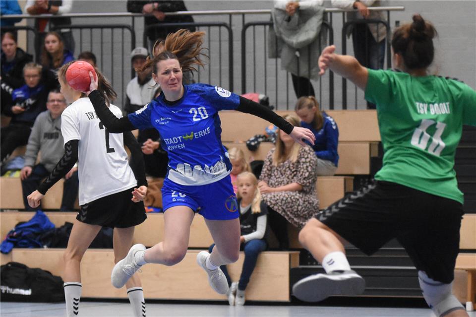 Christin Nondorf erzielte in Lank zwei Treffer für den Oberligisten TV Borken.