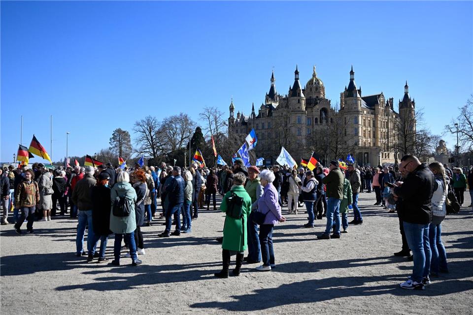 Circa 800 Menschen nahmen an der Demonstration teil.Philip Dulian/dpa