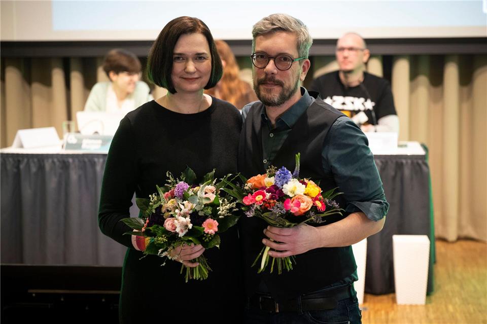 Claudia Müller und Ole Krüger sind das neue Spitzenduo der Grünen in Mecklenburg-Vorpommern.Philip Dulian/dpa