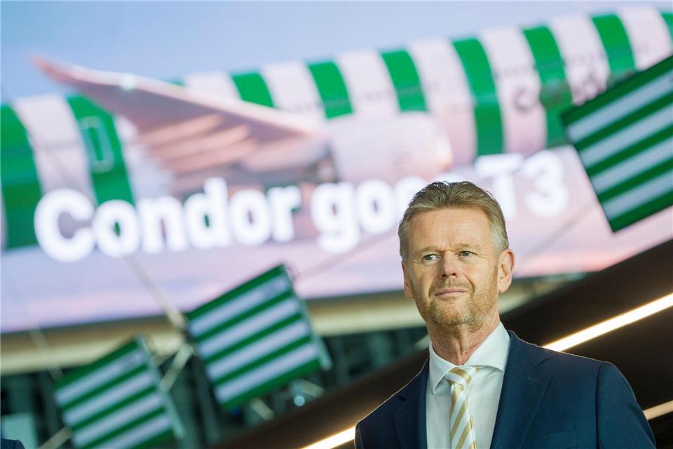 Condor-Chef Peter Gerber sieht die Zukunft der Airline in Frankfurt. Andreas Arnold/dpa