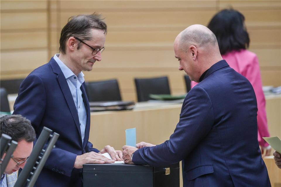 Daniel Born (r) steht vor dem Ende seiner politischen Laufbahn.Christoph Schmidt/dpa