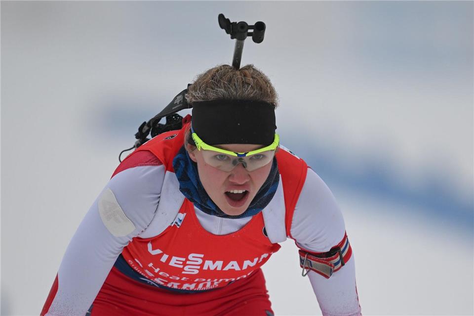 Darja Dolidowitsch ist Teil des Flüchtlingsteams des Welt-Biathlonverbandes.Hendrik Schmidt/dpa