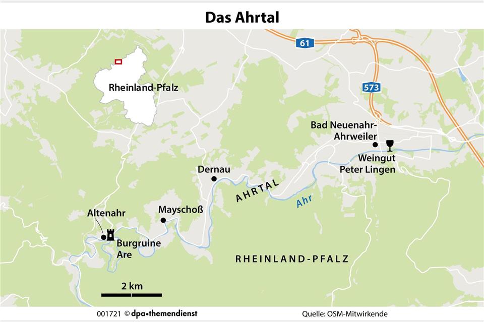 Das Ahrtal - über Jahre verband man es nur mit der Naturkatastrophe von 2021. Dank der wiedereröffneten Zugstrecke, neuer Wanderstrecken und sanierten Unterkünften kommt der Tourismus wieder in Fahrt.dpa-Infografik/dpa-tmn