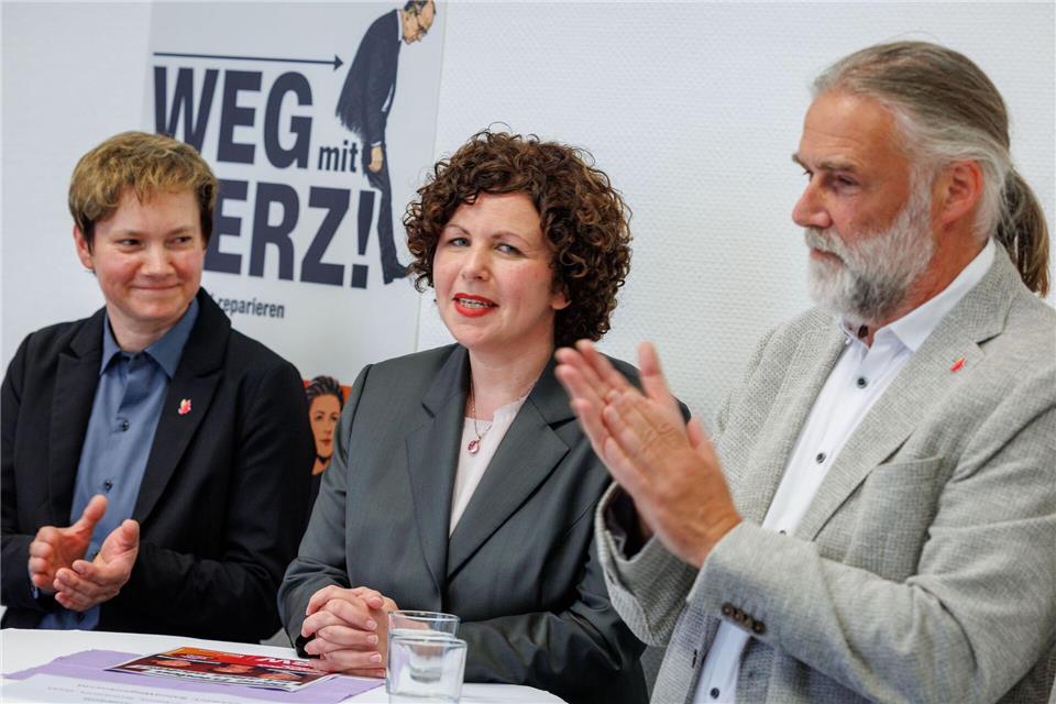 Das BSW in MV hat in Schwerin ihr Wahlprogramm vorgestellt.Jens Büttner/dpa