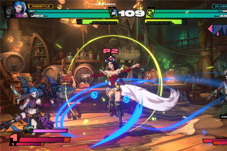 Das Besondere an „2XKO“: Meist treten pro Seite zwei Kämpferinnen oder Kämpfer gegeneinander an - übrigens alles Figuren aus der Welt von „League of Legends“.Riot Games/dpa-tmn