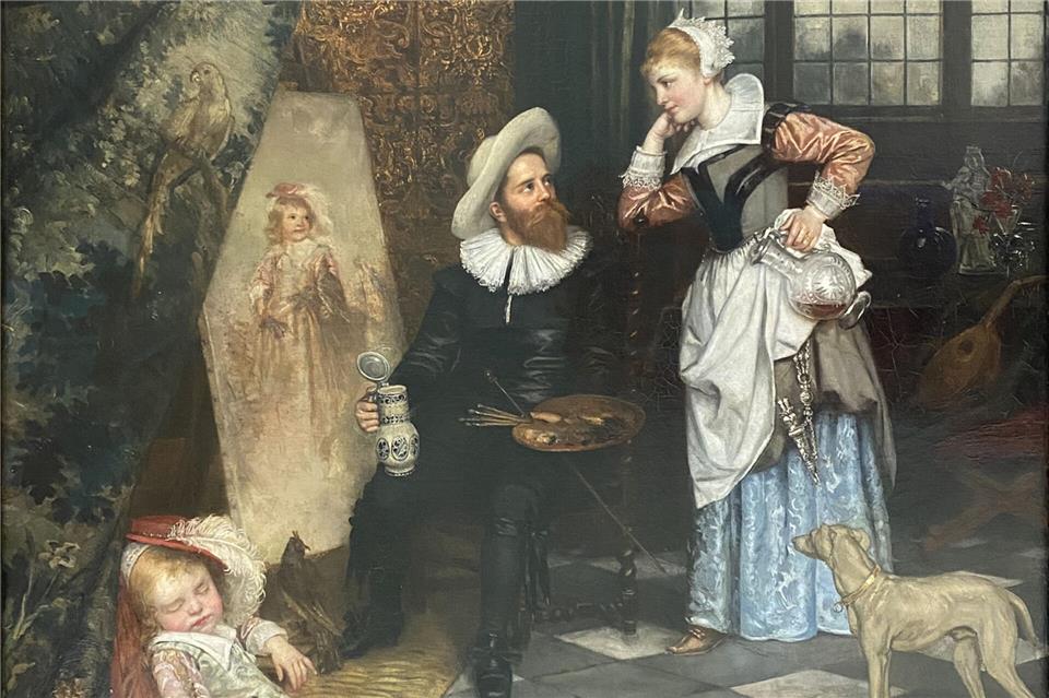 Das Bild zeigt das Werk „Der Maler im Patrizierhaus“ von Julia Schily-Koppers aus der Sammlung der Stadt Borken.