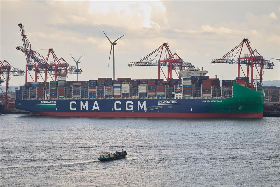 Das Containerschiff „Notre Dame“ hat im Hafen am Eurogate-Containerterminal festgemacht.Georg Wendt/dpa